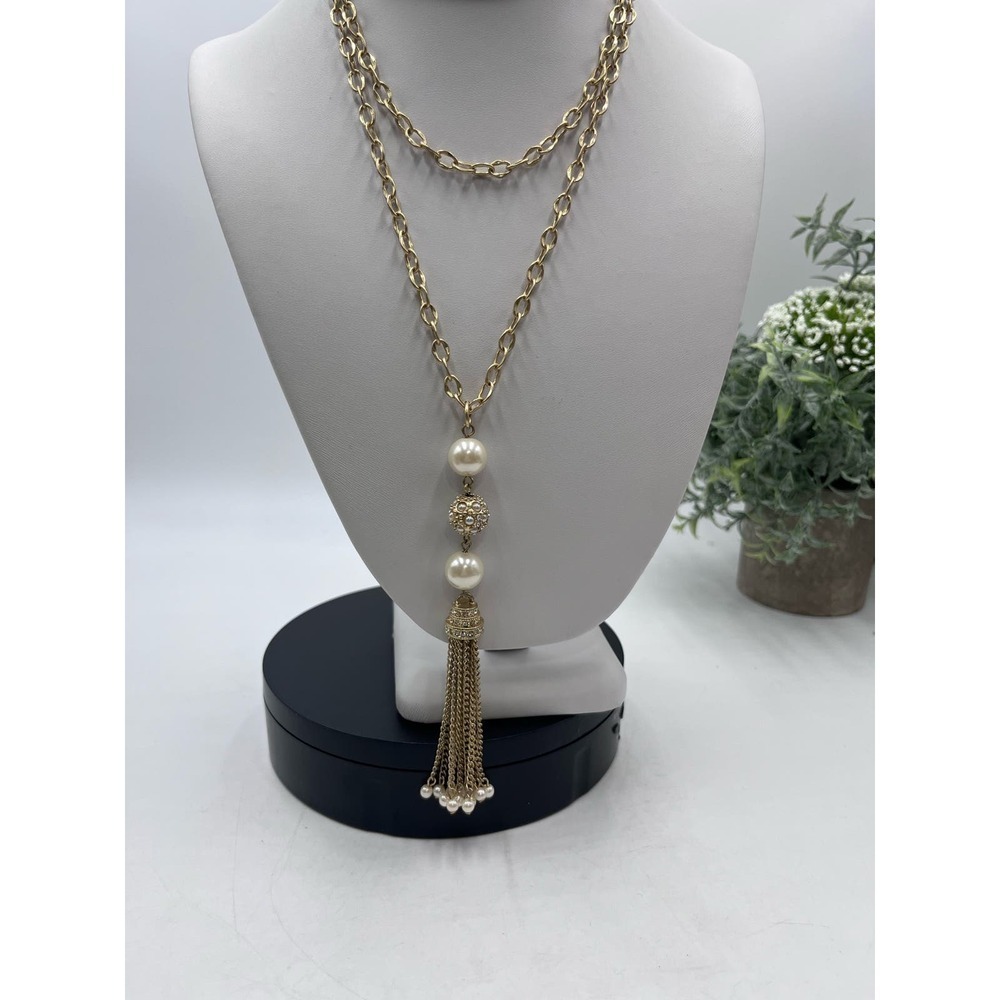 Lia Sophia "Joyous" Gold Tone Crystals‎ Glass Pearls Resin Beads Necklace